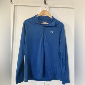 Under Armour tech 1/2 zip top long sleeves blue stripe sweater jacket